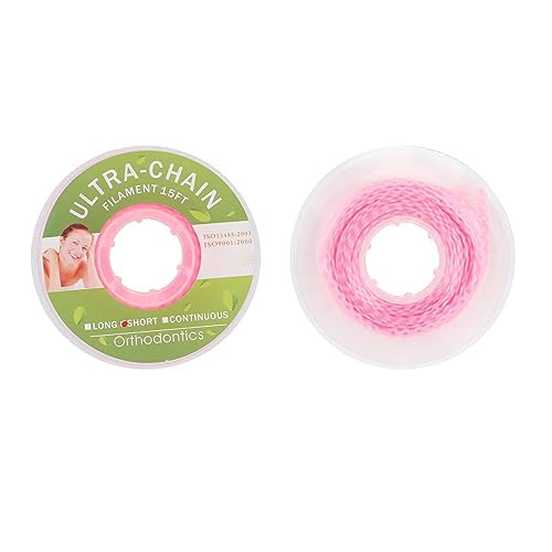 ANNWAH Dental Colorful Orthodontic Braces Rubber ChainsDental Rubber Chains for Braces Power Chains for Orthodontic TreatmentShortPink 20