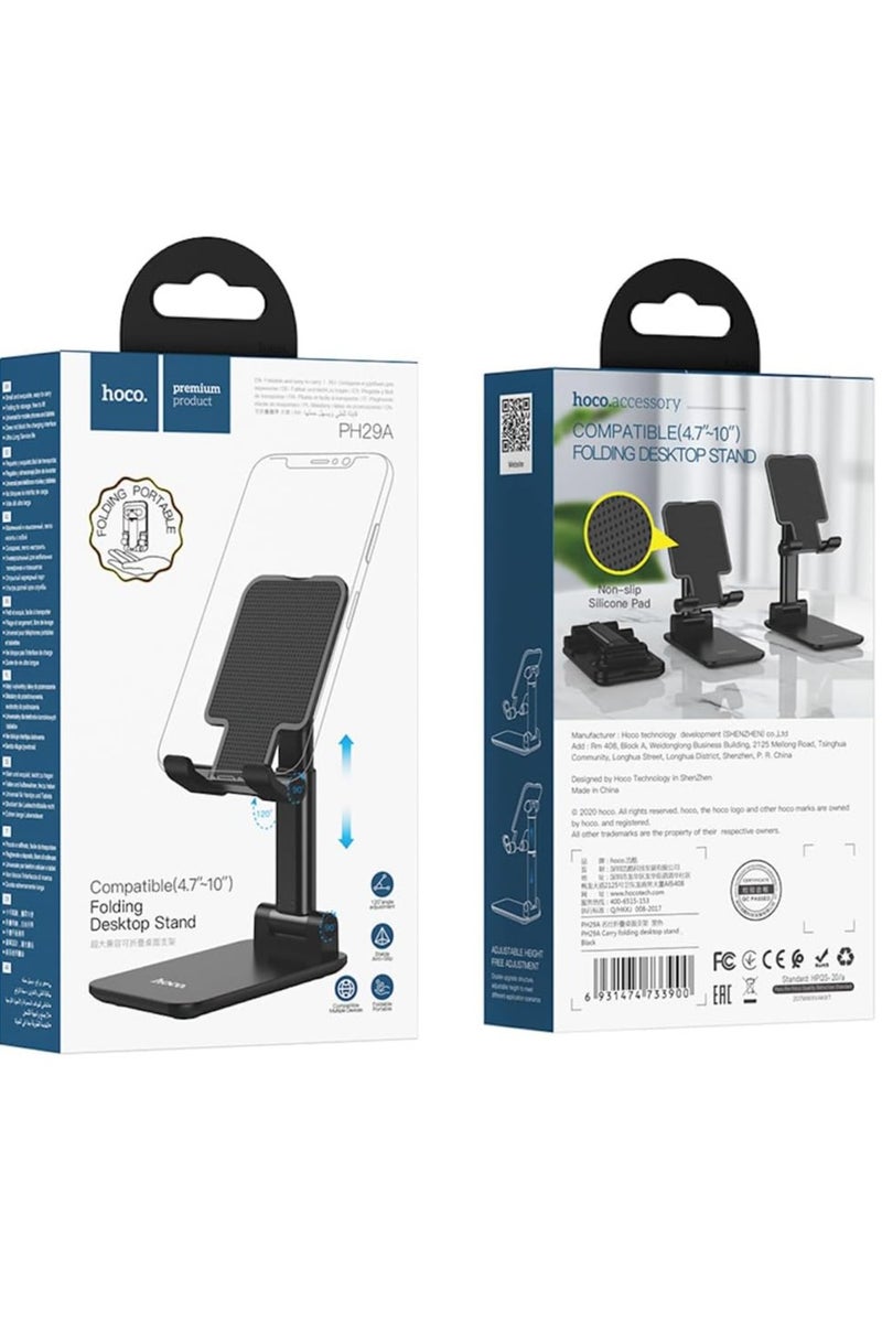 Hoco PH29A - Carry Folding Desktop Stand within 4.7-10 inches, Compatible With iPhone Samsung Xiaomi Oppo Huawei - Black - Image 4