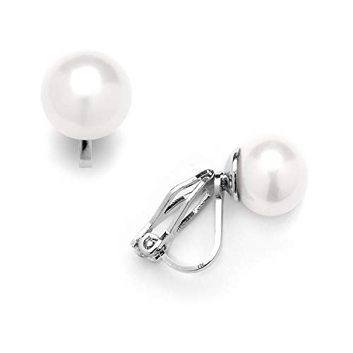 Mariell White Freshwater Pearl Stud Clip On Earring for Women, 9mm, Non-Pierced Earring Birthday Gift - Image 5