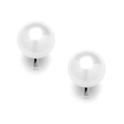 Mariell White Freshwater Pearl Stud Clip On Earring for Women, 9mm, Non-Pierced Earring Birthday Gift - Image 1