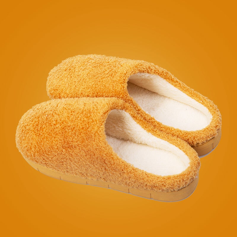 Plush Cotton Slippers Warm Non-slip Indoor Couples Home Yellow 