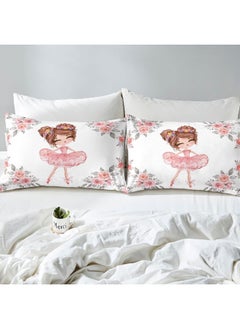 Erosebridal Ballet Bedding Sets Twin for Girls Kids Ballerina Design Fitted Sheet Cute Little Dancers Bedding Rose Flower Print Fitted Bed Sheets Girly Love Gymnastics Bedding Modern Trendy Pink White Bedding  - Image 4