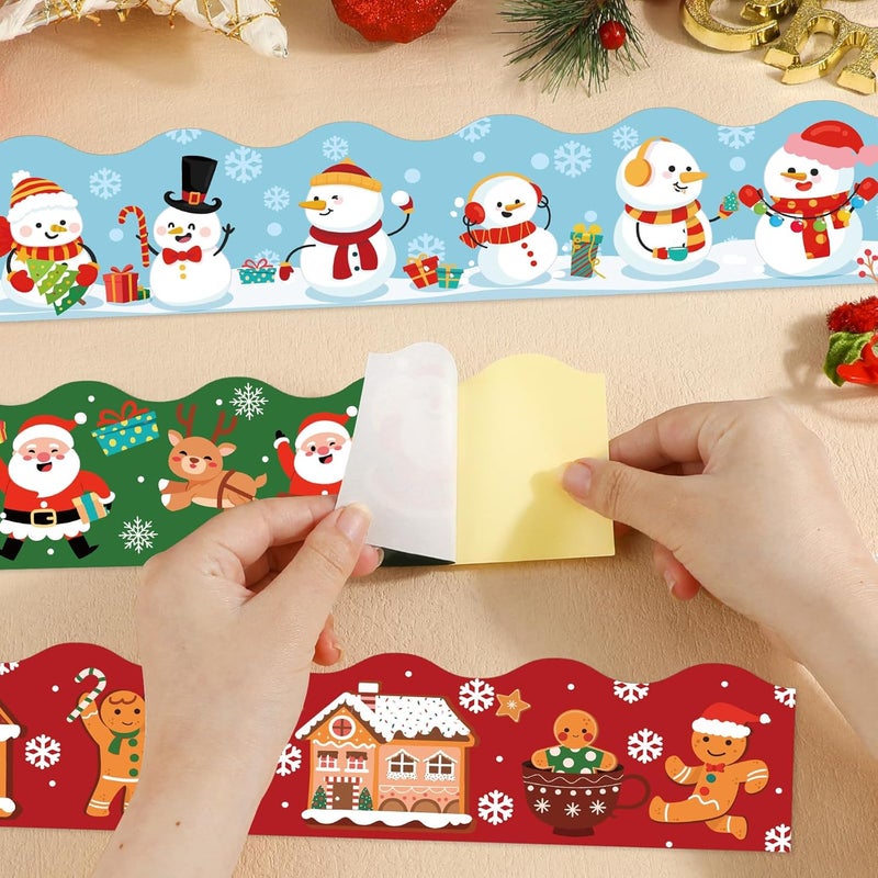 Konsait حدود لوحة الإعلانات لعيد الميلاد من كونسايت بطول 69 قدم ذاتية اللصق مع رجل الثلج، خبز الزنجبيل، سانتا، جندي خشبي، شجرة عيد الميلاد - 5 تصاميم - Image 3
