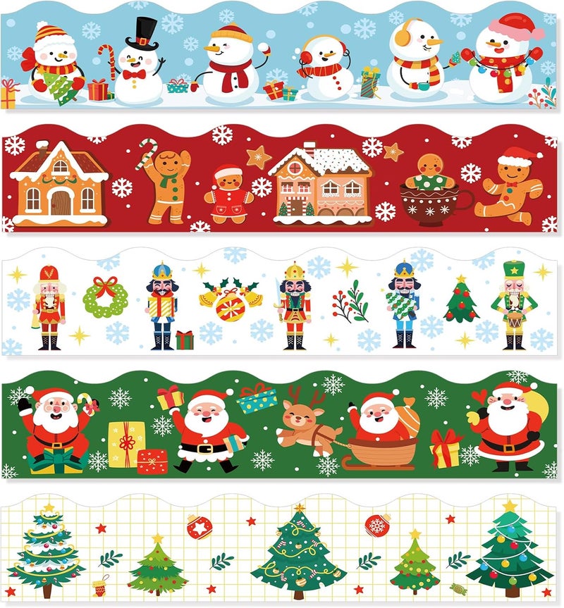 Konsait حدود لوحة الإعلانات لعيد الميلاد من كونسايت بطول 69 قدم ذاتية اللصق مع رجل الثلج، خبز الزنجبيل، سانتا، جندي خشبي، شجرة عيد الميلاد - 5 تصاميم - Image 1