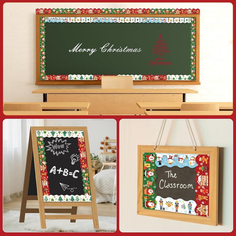 Konsait حدود لوحة الإعلانات لعيد الميلاد من كونسايت بطول 69 قدم ذاتية اللصق مع رجل الثلج، خبز الزنجبيل، سانتا، جندي خشبي، شجرة عيد الميلاد - 5 تصاميم - Image 5