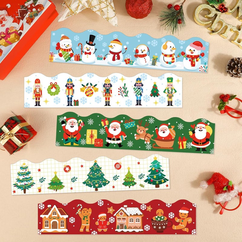 Konsait حدود لوحة الإعلانات لعيد الميلاد من كونسايت بطول 69 قدم ذاتية اللصق مع رجل الثلج، خبز الزنجبيل، سانتا، جندي خشبي، شجرة عيد الميلاد - 5 تصاميم - Image 4
