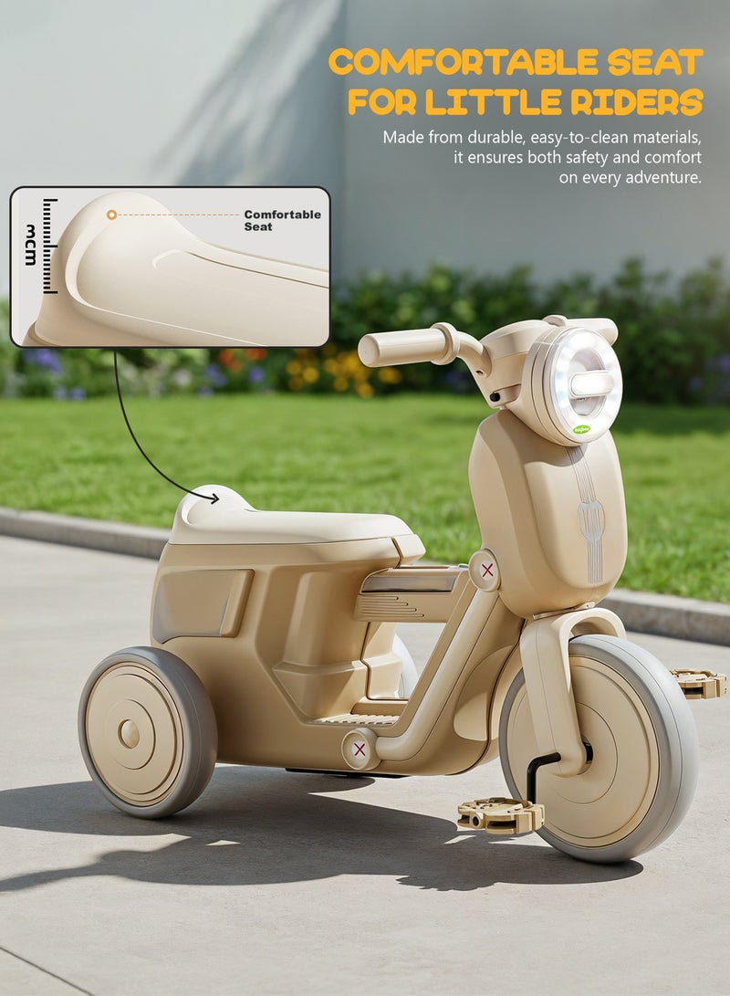 BAYBEE Baby Tricycle for Kids | Toddler Tricycle with Dazzling Music and Durable Sturdy frame & 3 Wheels Safe Design Kids Trikes | Baby Cycle Kids Cycle | Easy to Assemble | Baby Tricycle for Children 1.5 to 4 Years Boy Girl Beige - Image 4