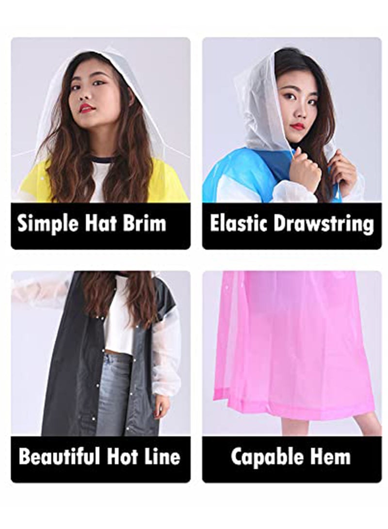 SYOSI Raincoat Rain Poncho for Adults, 1 Pack EVA Rain Poncho for Women and Men Reusable Raincoat Jacket Packable for Family FishingTravelEmergency with Hood and Elastic Sleeving  - Image 2
