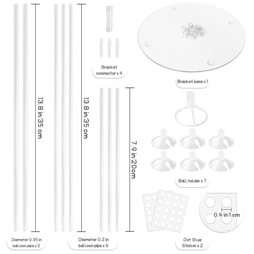 Bvrbaory 6 Sets Balloon Sticks with BaseBalloon Stand KitsBalloon Stands with Base for Table Center Floor Birthday Wedding Party Decorations - Image 5
