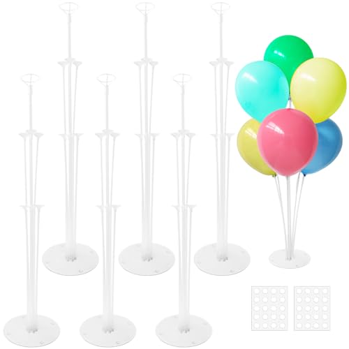 Bvrbaory 6 Sets Balloon Sticks with BaseBalloon Stand KitsBalloon Stands with Base for Table Center Floor Birthday Wedding Party Decorations - Image 1