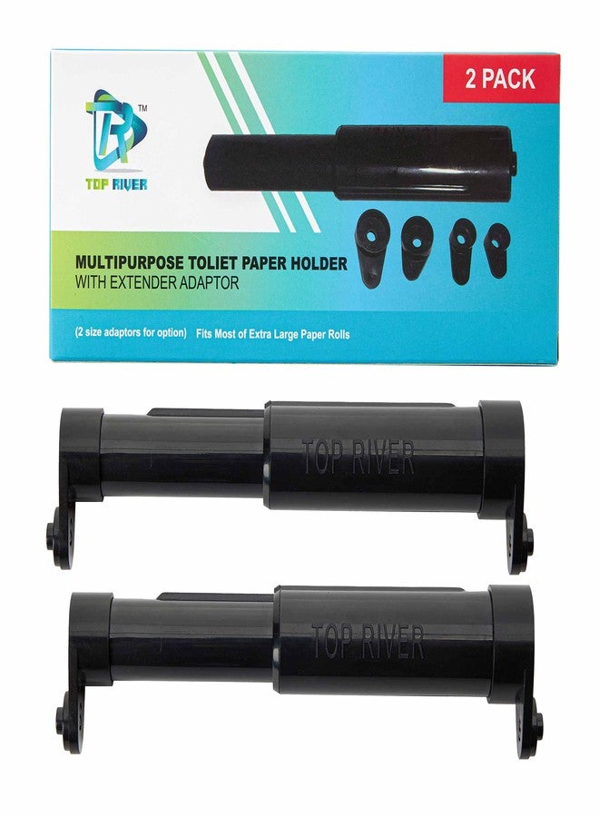 TR TOP RIVER Toilet Paper Holder with Extender Adaptor, Fit Double Rolls and Triple Rolls, Multipurpose Toilet Paper Holder,Black (Set of 2) - Image 1
