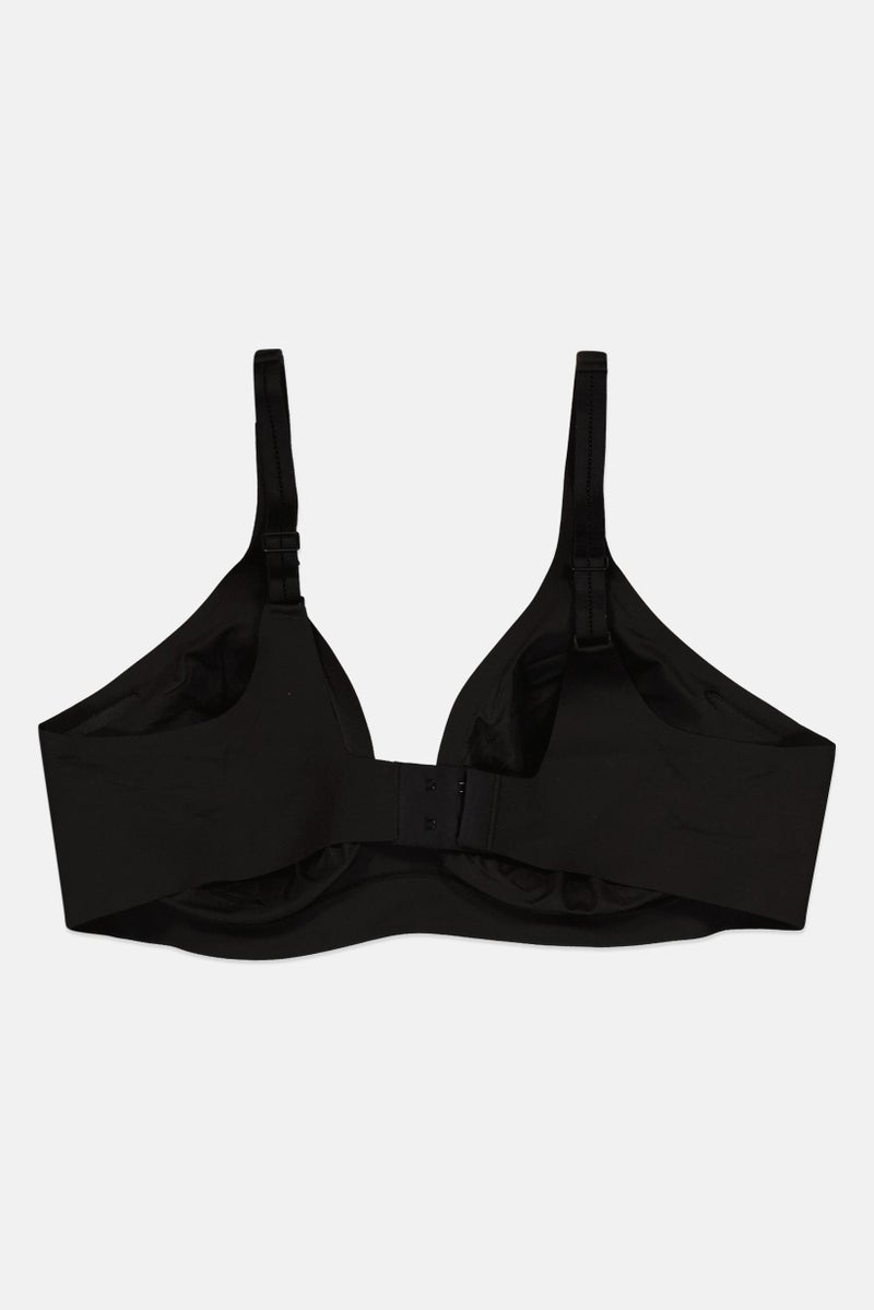 sloggi سوتيان تي شيرت مزود ببطانة منقوشة للنساء، أسود - Image 2