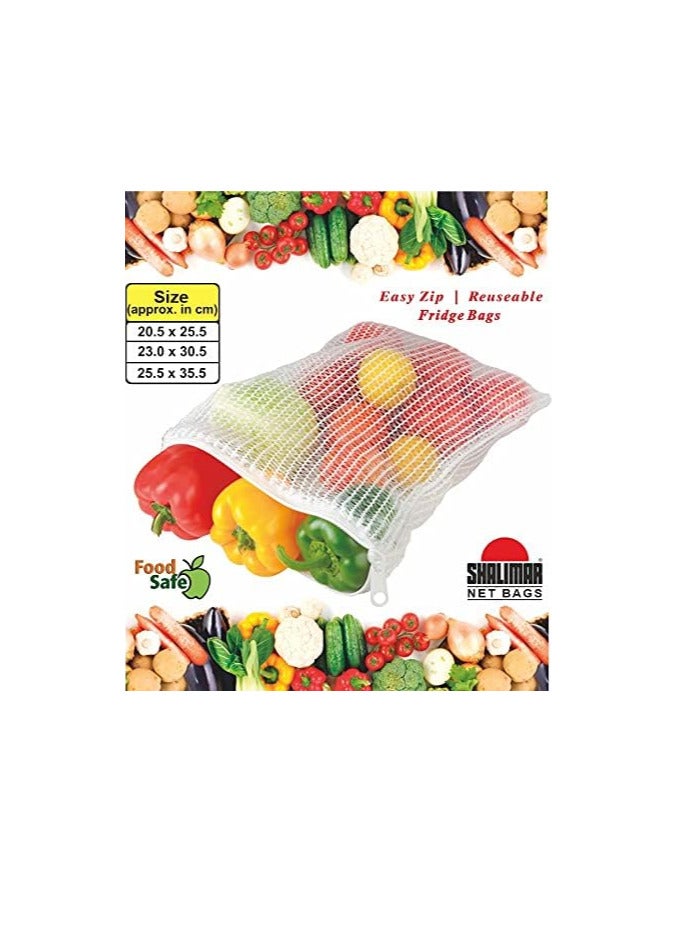 shalimar Shalimar Reusable Vegetable Fridge Bags – Pack of 6 – Eco-Friendly Multipurpose Mesh Bags for Fruits & Vegetables Breathable Washable & Durable Storage Bags - Natural Color  - Image 3