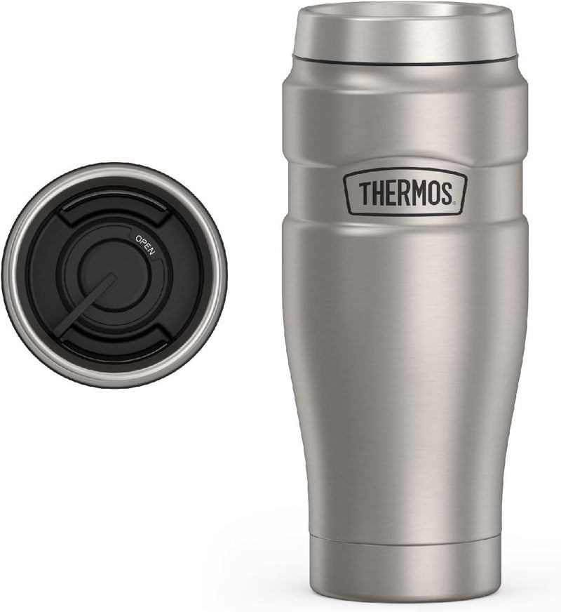 THERMOS كوب تيرموس من الفولاذ المقاوم للصدأ معزول بالفراغ 470 مل، SK1005MS، كوب سفر، كوب معزول، كوب مع مقبض - Image 1