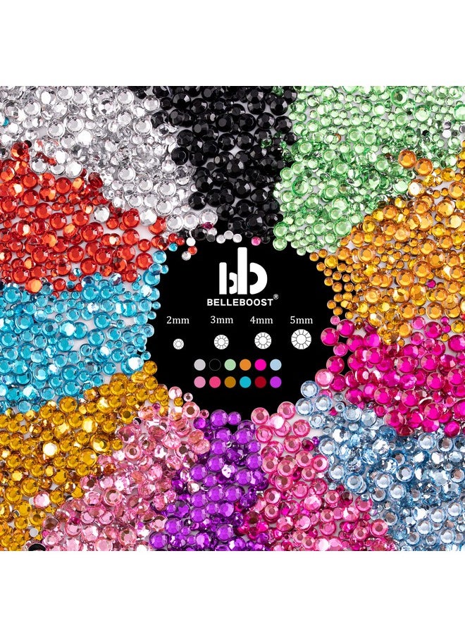 BELLEBOOST Flat Back Rhinestone Kits Colorful Rhinestones+Crystal Ab&Transparent White Gems With Quick Dry Makeup Glue+Picker Pencil+Tweezer For Nail Art And Face Makeup  - Image 2
