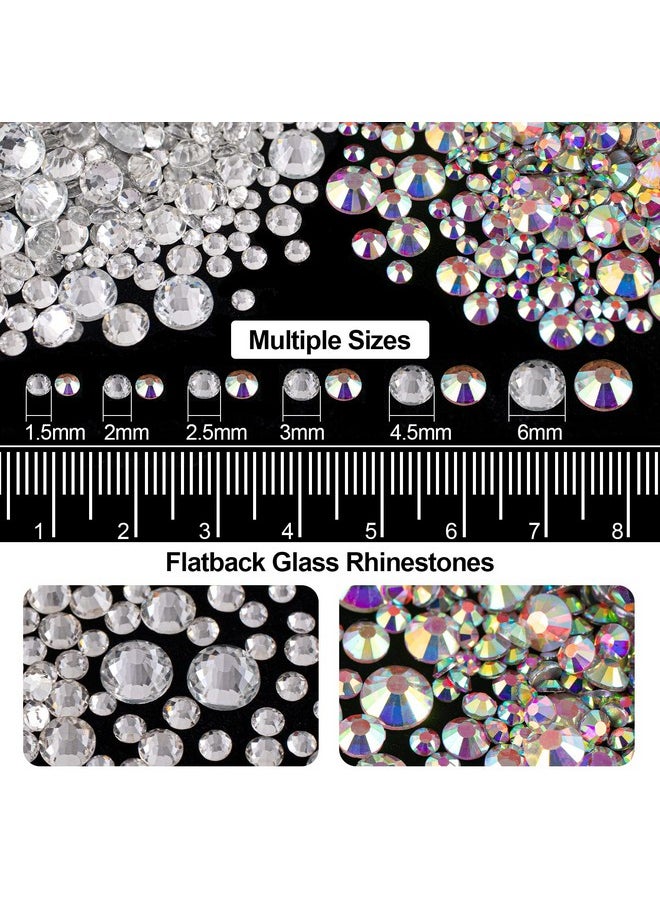 BELLEBOOST Flat Back Rhinestone Kits Colorful Rhinestones+Crystal Ab&Transparent White Gems With Quick Dry Makeup Glue+Picker Pencil+Tweezer For Nail Art And Face Makeup  - Image 3