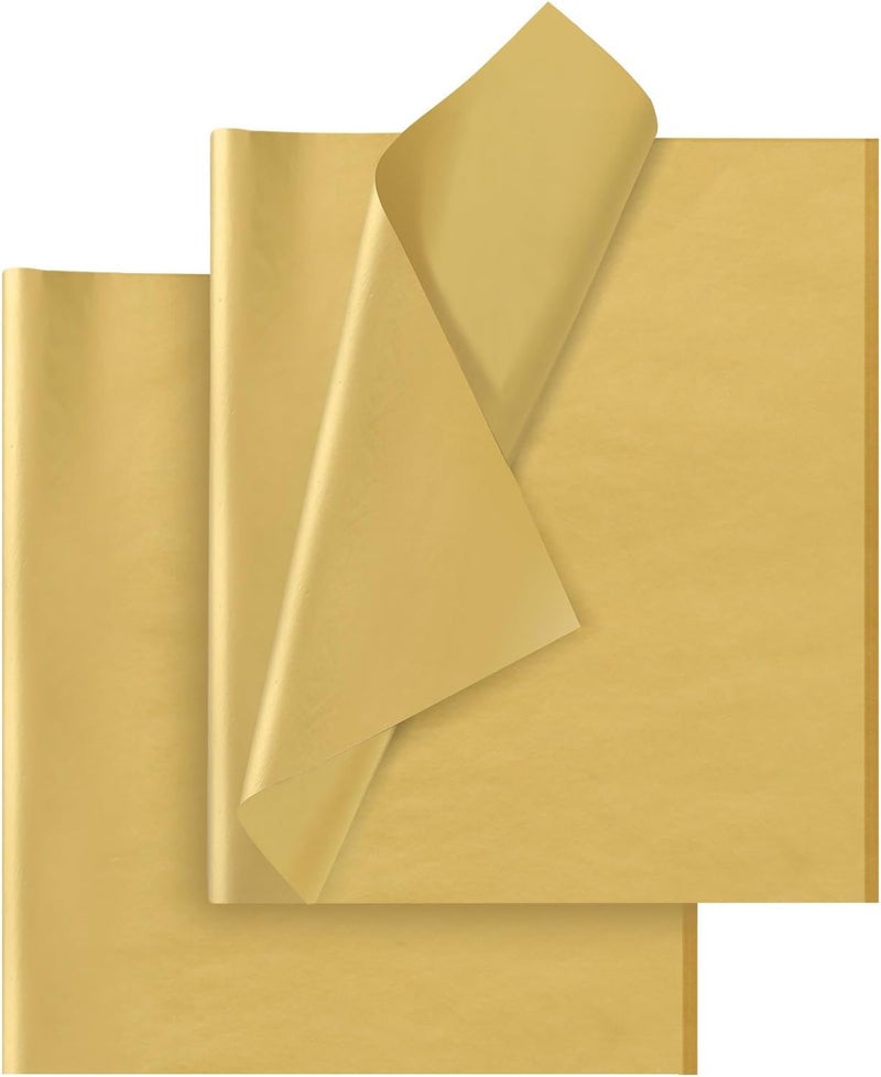 Hlonon Gold Tissue Paper for Gift Bags - 30 Sheets of Gold Wrapping Tissue Paper Bulk Packaging Paper for Weddings Birthday DIY Project Christmas Gift Wrapping Crafts Decor (14 x 20 Inch) - Image 1