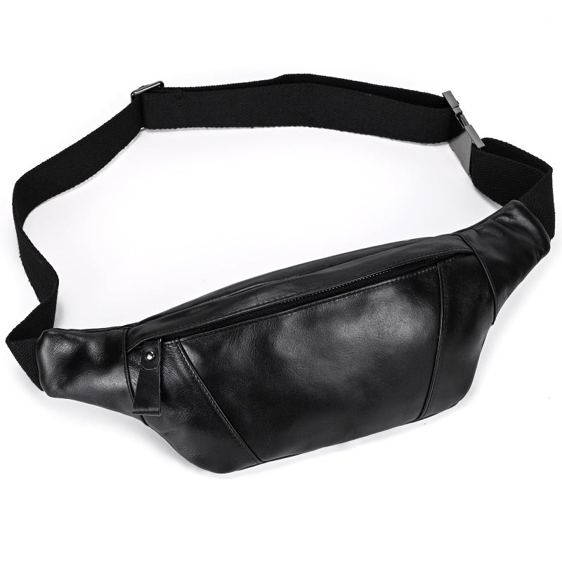 LUUFAN Mens Leather Waist Bag Multiple Pockets Slim Fanny Pack Adjustable Belt bag for Outdoor Running Hiking and Travel Black - Image 2