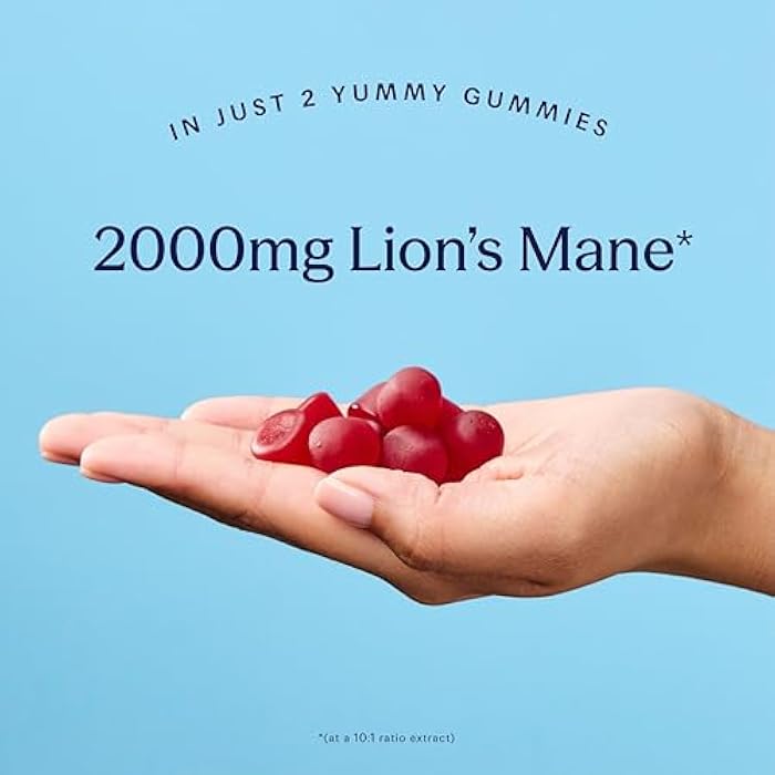 TRIP Lion’s Mane Gummies with 2000mg Lion’s Mane Mushrooms Extract Per Serving, Vegan, Naturally Flavored On the Go Chewable Gummy, Delicious Raspberry Flavor, 1 Bag, 60 Count - Image 4