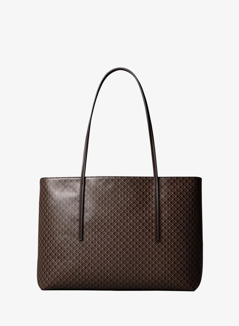 Emblem Print Tote Bag With Pouch