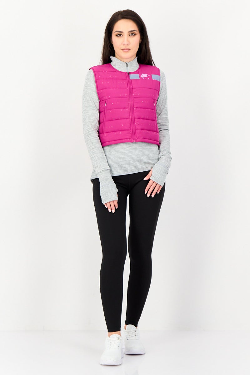 Nike Women Standard Fit Sleeveless Running Jacket Vest, Magenta - Image 2