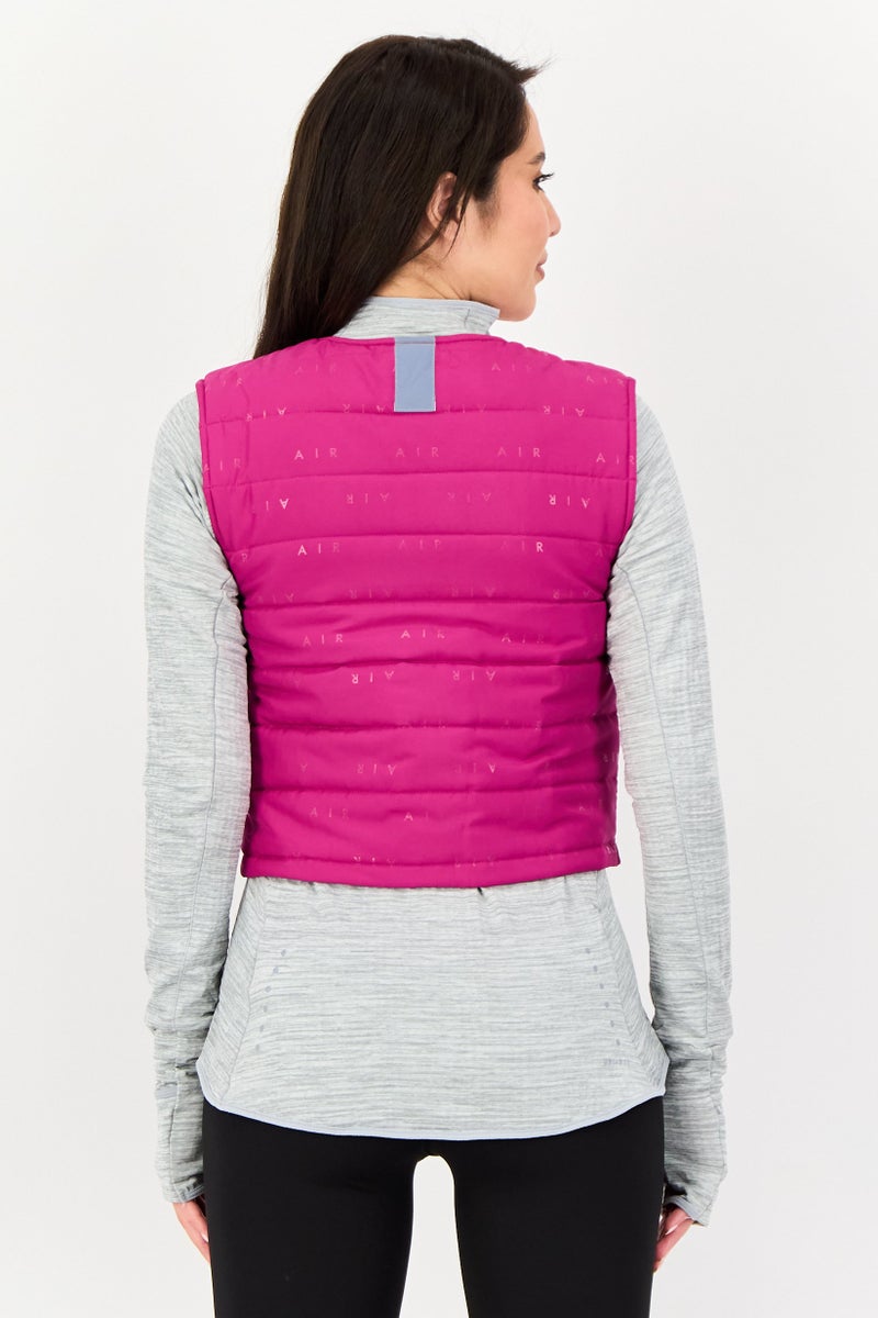 Nike Women Standard Fit Sleeveless Running Jacket Vest, Magenta - Image 4