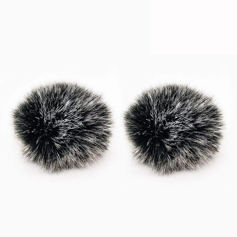 BornFeel Lavalier Wind Muff 2 Pack Lapel Microphone Wind Muff 0.2/0.4 Inch Furry Lav Windscreen Windproof Wind Screen (0.4inch, Black/White) - Image 1