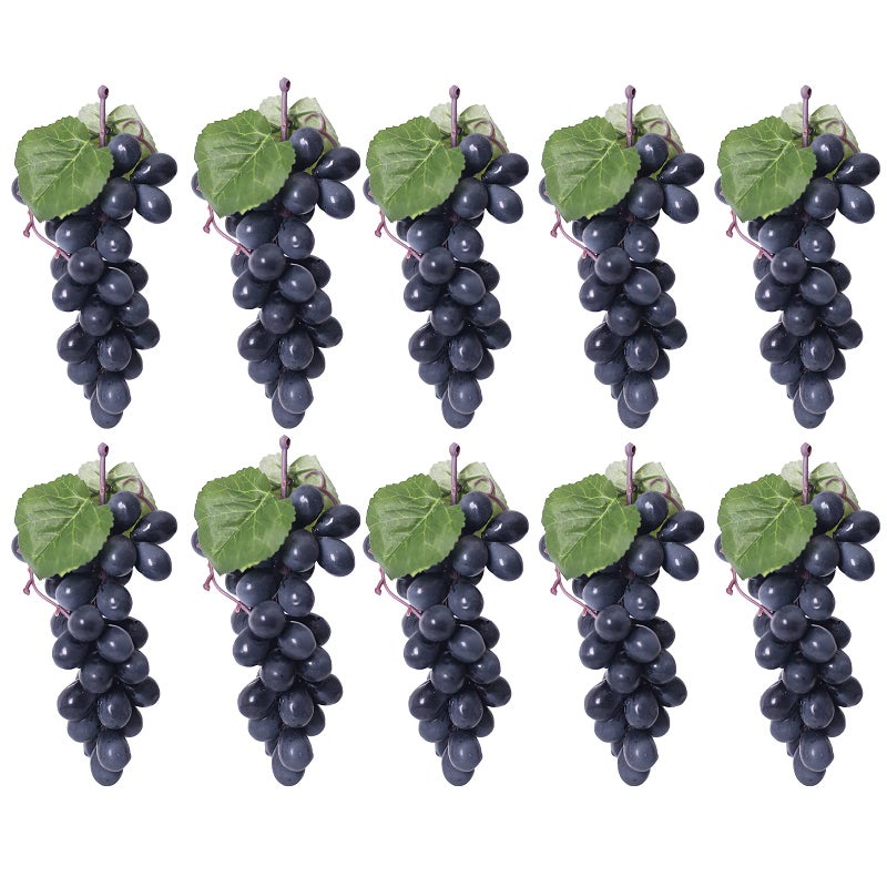 VEOAY 10 Bunches Fake Grapes Rubber Grape Bundles Fake Fruits for Home House Kitchen Party Wedding Photography Decor  Black