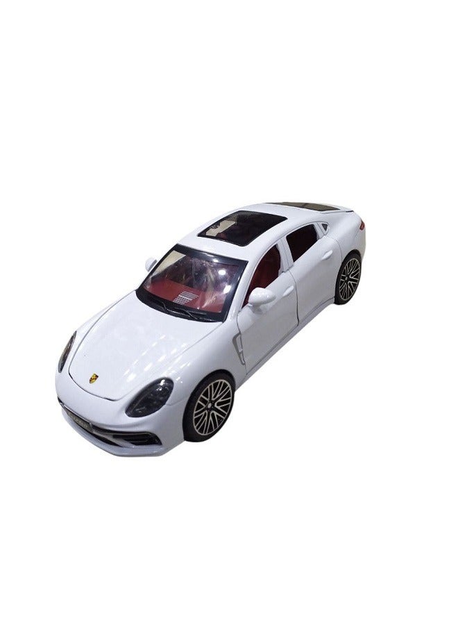 1:24 Porsche Palamella Diecast Metal Car Model Sound and Lights - Openable Doors & Hood & Trunk, Gift for Kids & Adults (White)  - Image 1