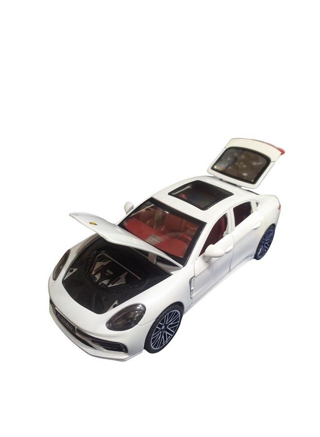 1:24 Porsche Palamella Diecast Metal Car Model Sound and Lights - Openable Doors & Hood & Trunk, Gift for Kids & Adults (White)  - Image 2