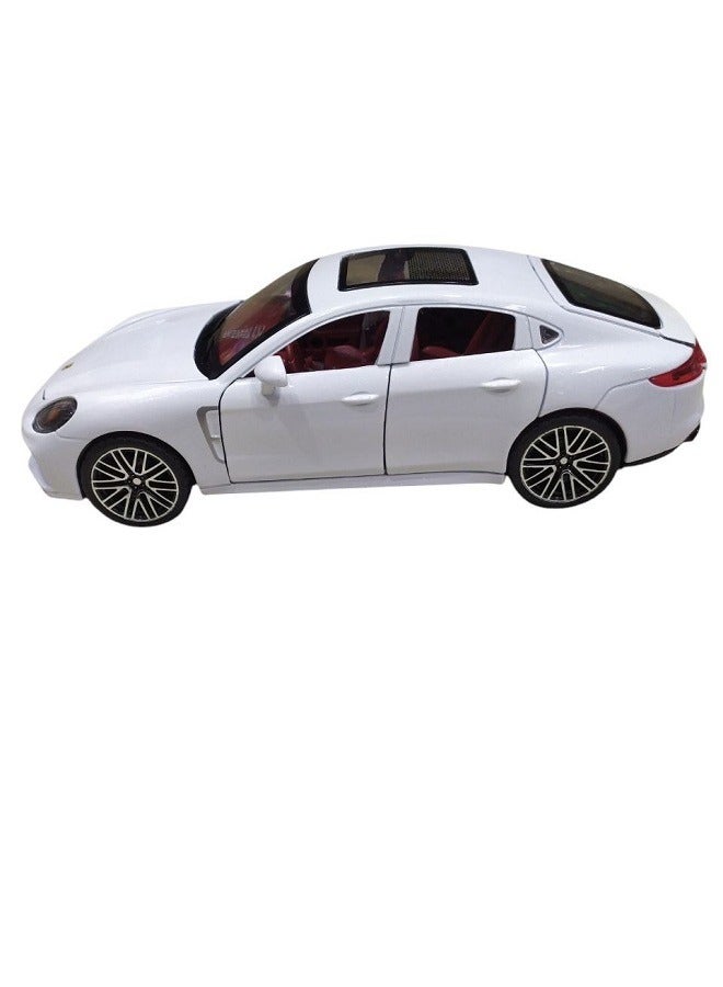 1:24 Porsche Palamella Diecast Metal Car Model Sound and Lights - Openable Doors & Hood & Trunk, Gift for Kids & Adults (White)  - Image 4