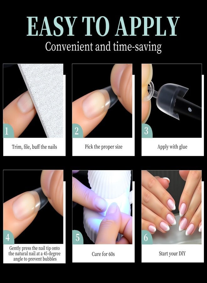 Cycullinyt 600Pcs Extra Short Half Cover Almond Soft Gel Clear Nail Tips Set, Pre-Etched XXS Fake Nails False Nail Extension for Home Salon DIY 12 Sizes - Image 5