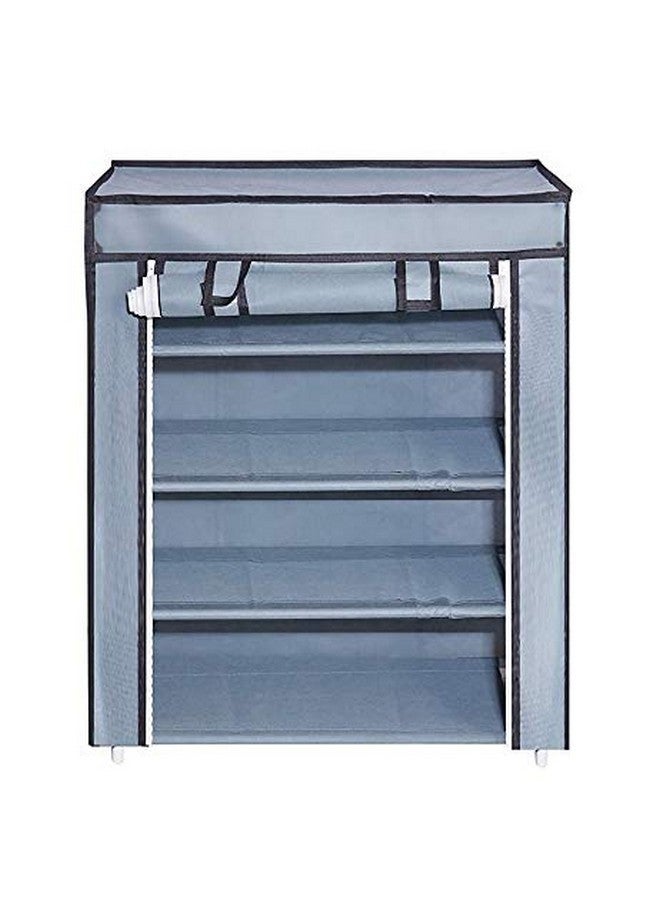 FLIPZON | 4 Shelves Baby Foldable Wardrobe | Non-Woven Fabric Shelves | Grey - Image 3