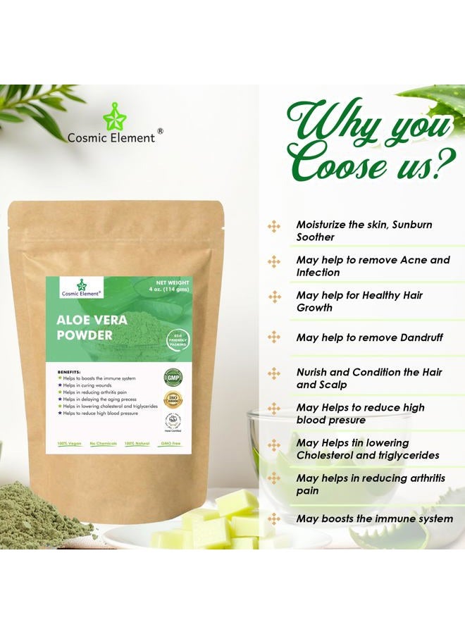 cosmic element Organic Aloe Vera Powder - 100% Pure Leaf Gel - Hydrating After Sun Care, Moisturizing for Face, Body, Skin & Hair - Sun Burn, Acne, and Dry Damaged Skin (4 oz) - Image 4