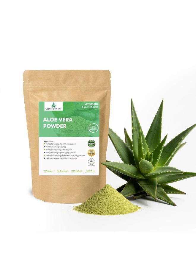cosmic element Organic Aloe Vera Powder - 100% Pure Leaf Gel - Hydrating After Sun Care, Moisturizing for Face, Body, Skin & Hair - Sun Burn, Acne, and Dry Damaged Skin (4 oz) - Image 1