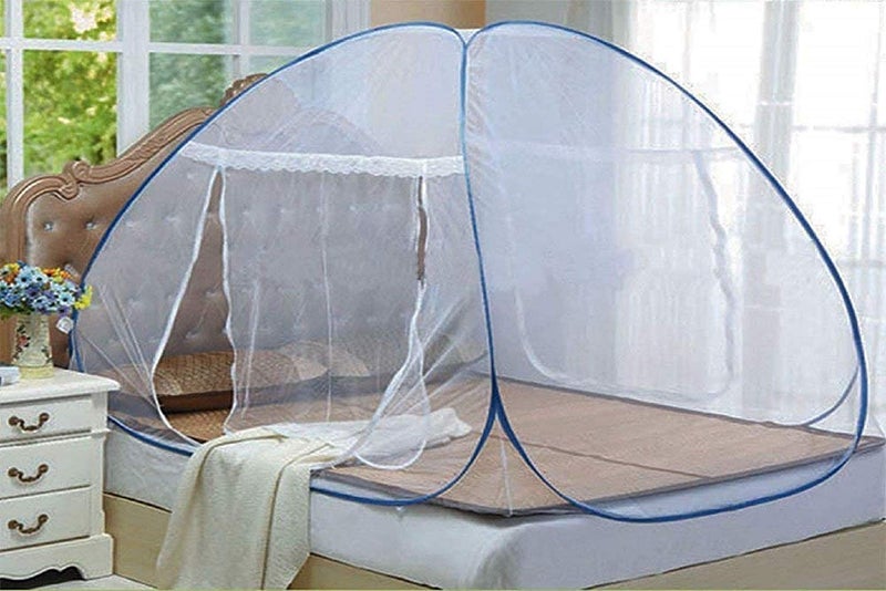 Styleys Foldable Mosquito Net for Double Bed Machardani King Size (6.5 x 6.5 Ft - Blue) - Image 1