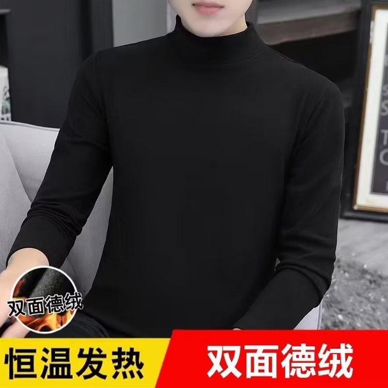 Mens Thermal Velvet Long Sleeve T-shirt Dark gray  - Image 2