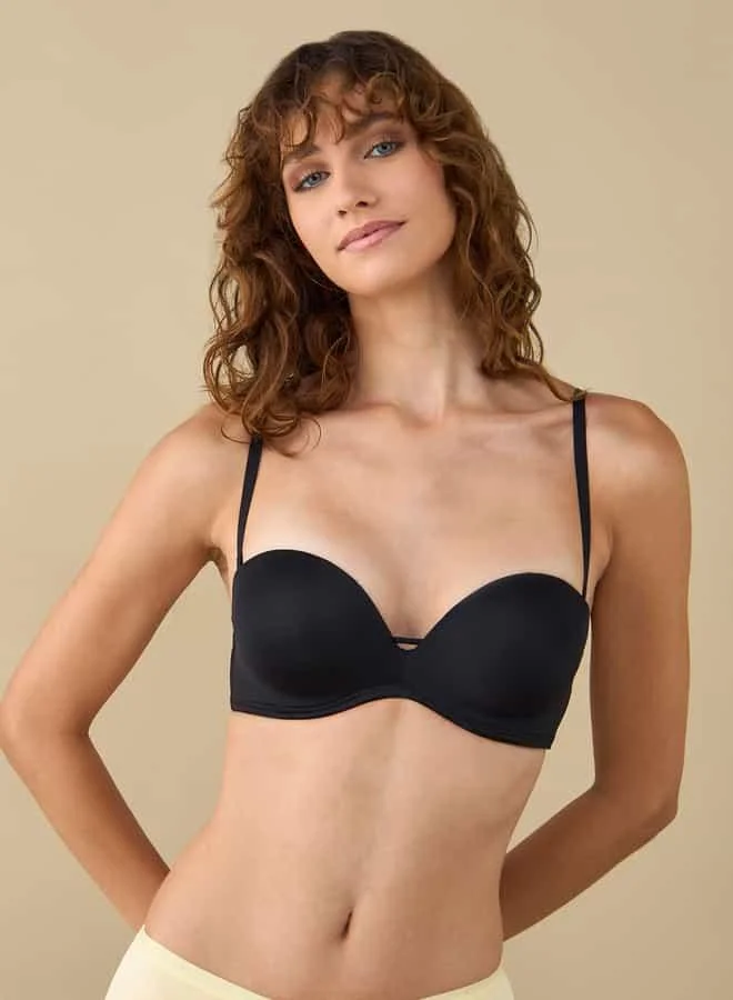 Splash FAV Solid Balconette Bra with Hook and Eye Closure