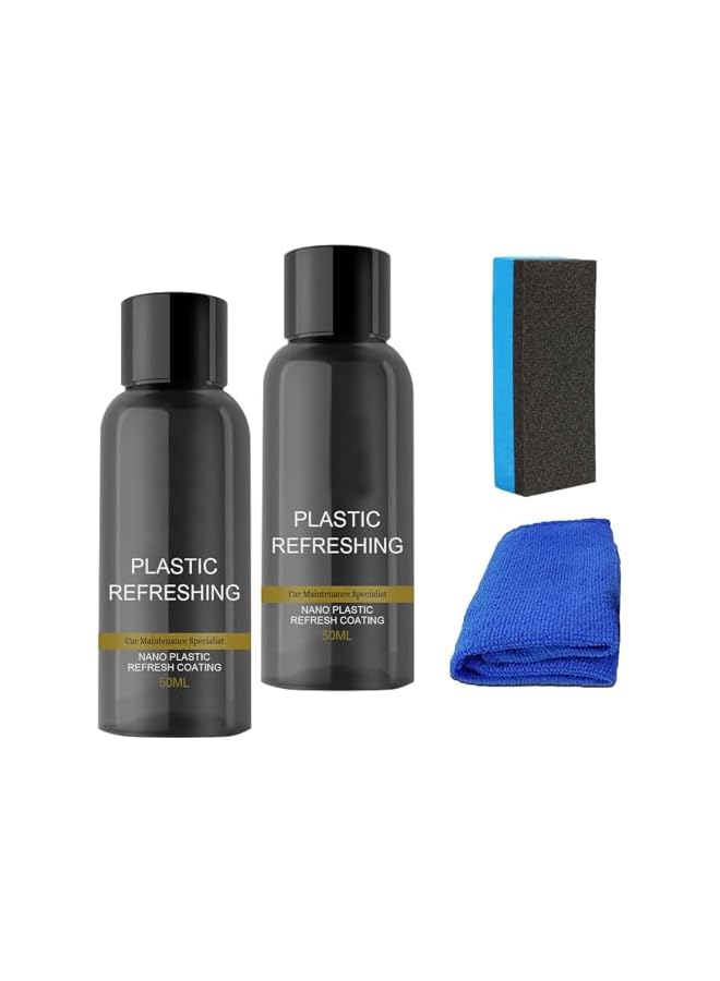 PROMASS Plastic Refreshing, 2Pcs Plastic Revitalizing Coating Agent, Nano Plastic Refreshing Coating, for Car Automotive Interior Cleaning Agent New Car Restorer Cream Quick Restorer (50ml) - Image 2