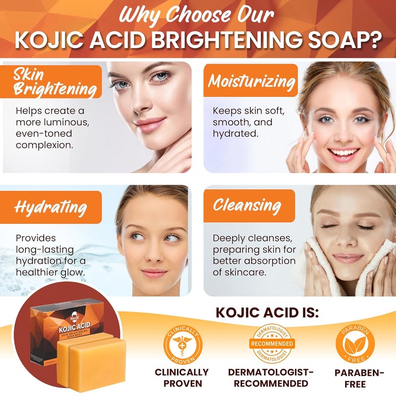 Perfecto Kojic Acid Soap for Hyperpigmentation  AllNatural Kojic Acid Turmeric Soap Bars  Soap Bar Reduces Dark Spots  Skin Soap with Vitamin C Retinol Collagen 100g x 2 Bars - Image 4