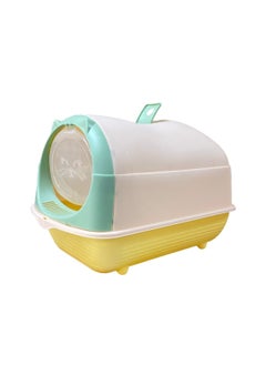 HAPPY PUSS Cat litter box enclosed, large cat sand box, litter tray for indoor, open top with carbon filter, odor control. Kitten toilet, with cat litter scoop, detachable with front door flap.  - Image 3