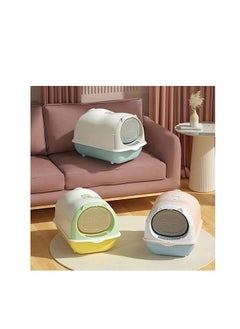HAPPY PUSS Cat litter box enclosed, large cat sand box, litter tray for indoor, open top with carbon filter, odor control. Kitten toilet, with cat litter scoop, detachable with front door flap.  - Image 4