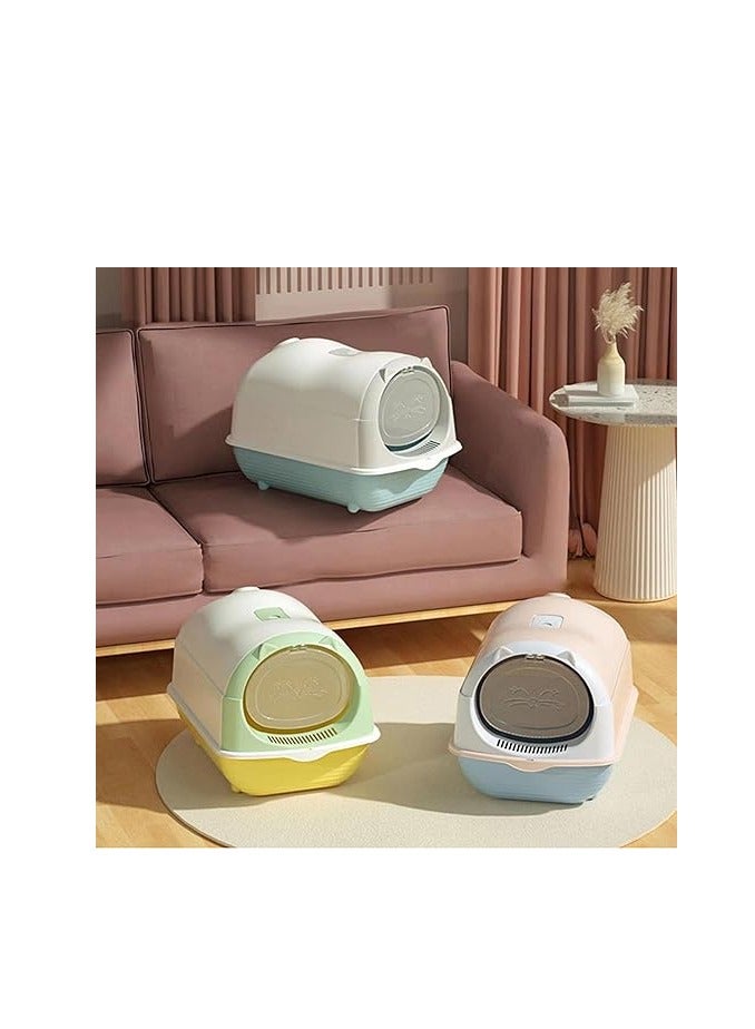 HAPPY PUSS Cat litter box enclosed, large cat sand box, litter tray for indoor, open top with carbon filter, odor control. Kitten toilet, with cat litter scoop, detachable with front door flap. - Image 4