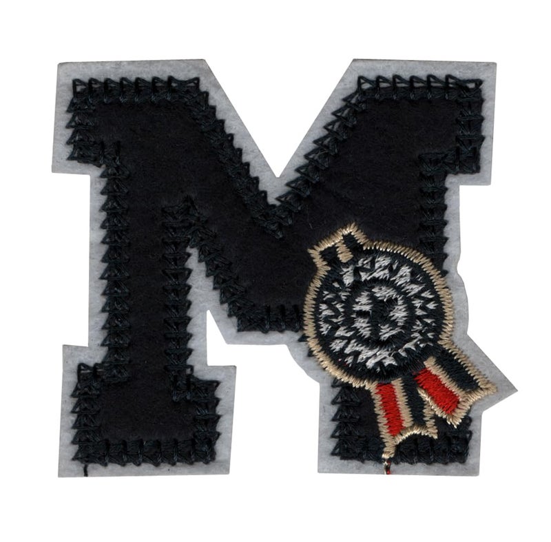 Generic M Alphabet/Letter Applique Embroidered Sew-on Patch ; Size: 6.5cm x 6.25cm for Jackets, Bags, T-Shirts, Jeans, Pants, Outdoor Clothing ; Imported from Malaysia (1 Piece). (Code: SBX-31)  - Image 1