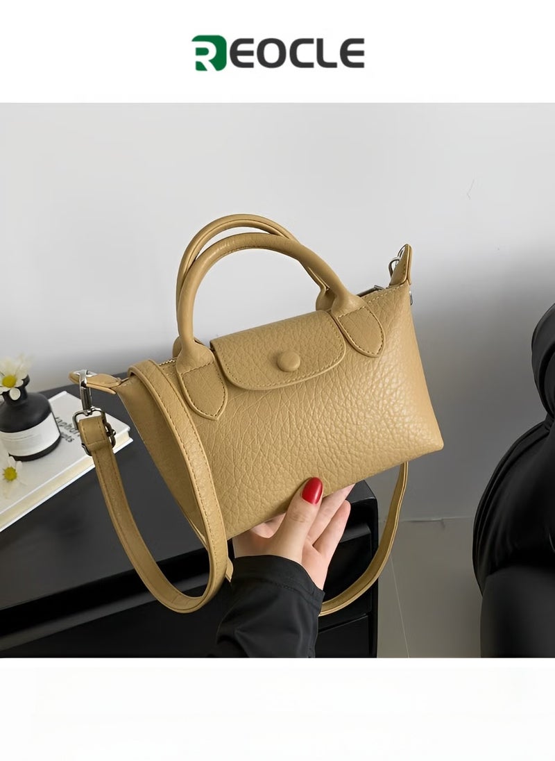 REOCLE Women's Shoulder Bag Vegan Leather Crossbody Bag with Removable Strap & Premium Fabric Vintage Crossbody Bag Purses - Image 1