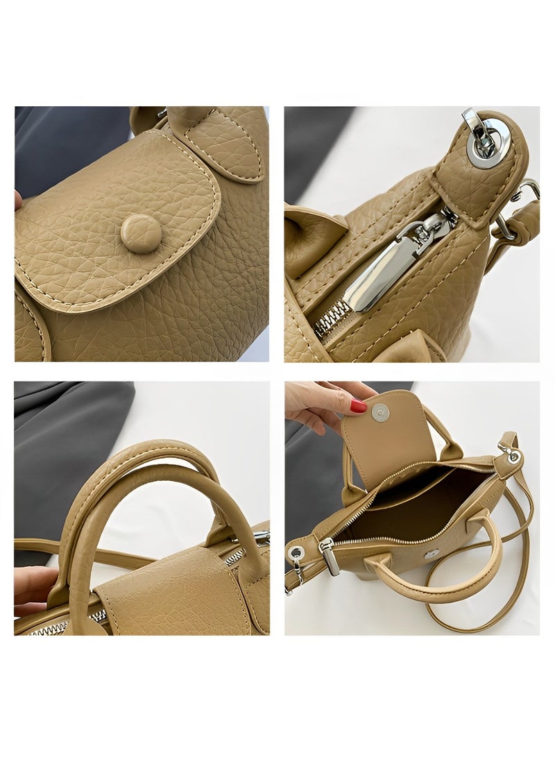 REOCLE Women's Shoulder Bag Vegan Leather Crossbody Bag with Removable Strap & Premium Fabric Vintage Crossbody Bag Purses - Image 5