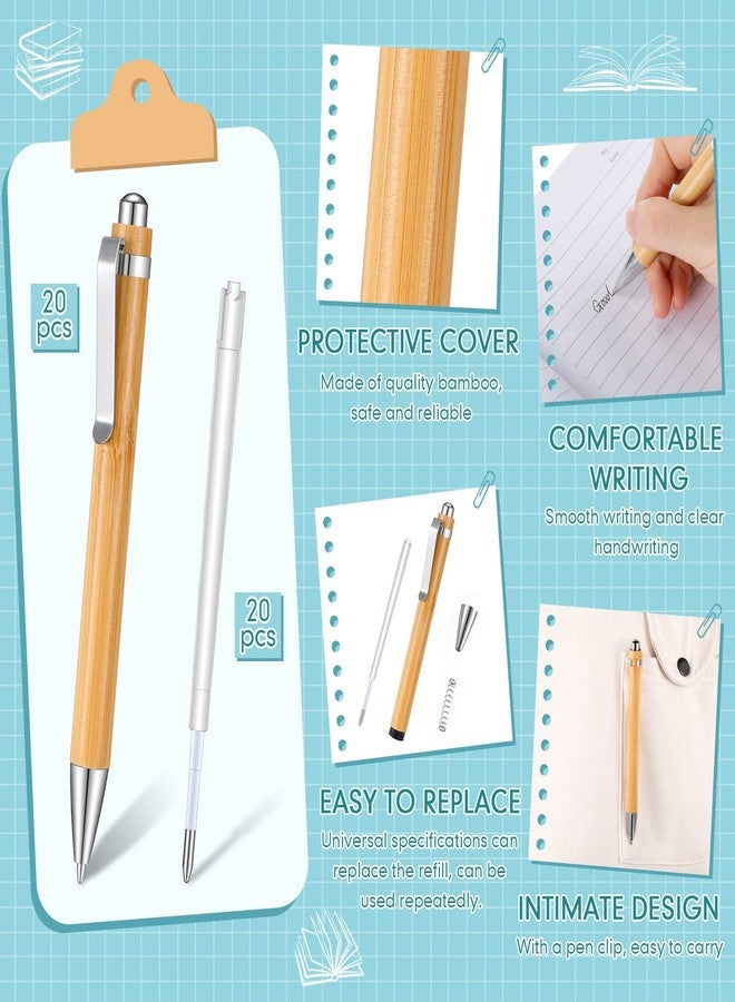 Fainne Bamboo Retractable Ballpoint Pen Engraving Wooden Black Ink 1mm Thank You Wooden Pens Writing Office School Supplies for Teacher Coworker Student Journal Graduation Gifts(20 Pcs) - Image 3