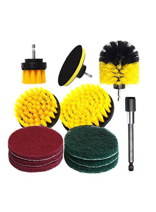 NANAO 12 Pcs Drill Brush Attachment Set for Cleaning, Power Scrubber Drill Brush Bathroom Cleaning Kit with Pad Sponge and Extend Attachment for Cleaning Bathroom,Kitchen，Car, Grout, Floor, Tub - Image 1