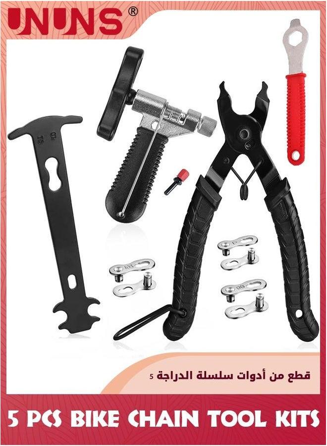 UNUNS أداة سلسلة الدراجة، مجموعة إصلاح الدراجة، كماشة وصلات الدراجة + أداة كسر السلسلة + فاحص السلسلة + مفتاح + 3 أزواج من وصلات الدراجة المفقودة، مجموعة إصلاح سريعة لراكبي الدراجات، أداة متعددة الوظائف - Image 1