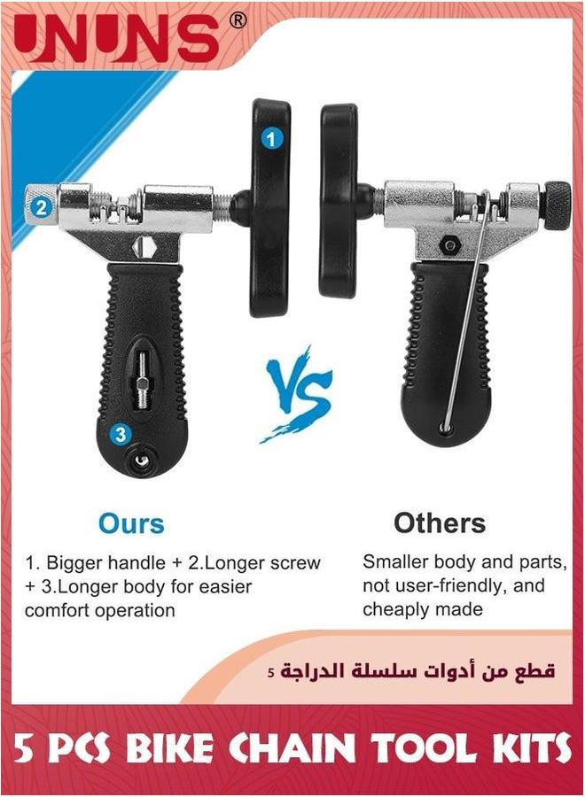 UNUNS أداة سلسلة الدراجة، مجموعة إصلاح الدراجة، كماشة وصلات الدراجة + أداة كسر السلسلة + فاحص السلسلة + مفتاح + 3 أزواج من وصلات الدراجة المفقودة، مجموعة إصلاح سريعة لراكبي الدراجات، أداة متعددة الوظائف - Image 3